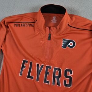 Philadelphia Flyers 1/4 Zip NHL Hockey Pullover Shirt Boys XL 18/20 Orange‎ Fan